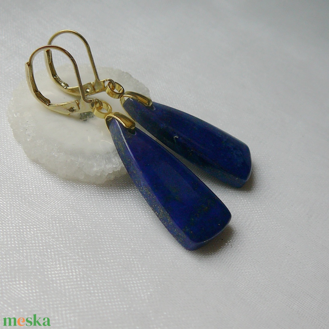 Lápisz lazuli fülbevaló - ékszer - fülbevaló - lógó fülbevaló - Meska.hu