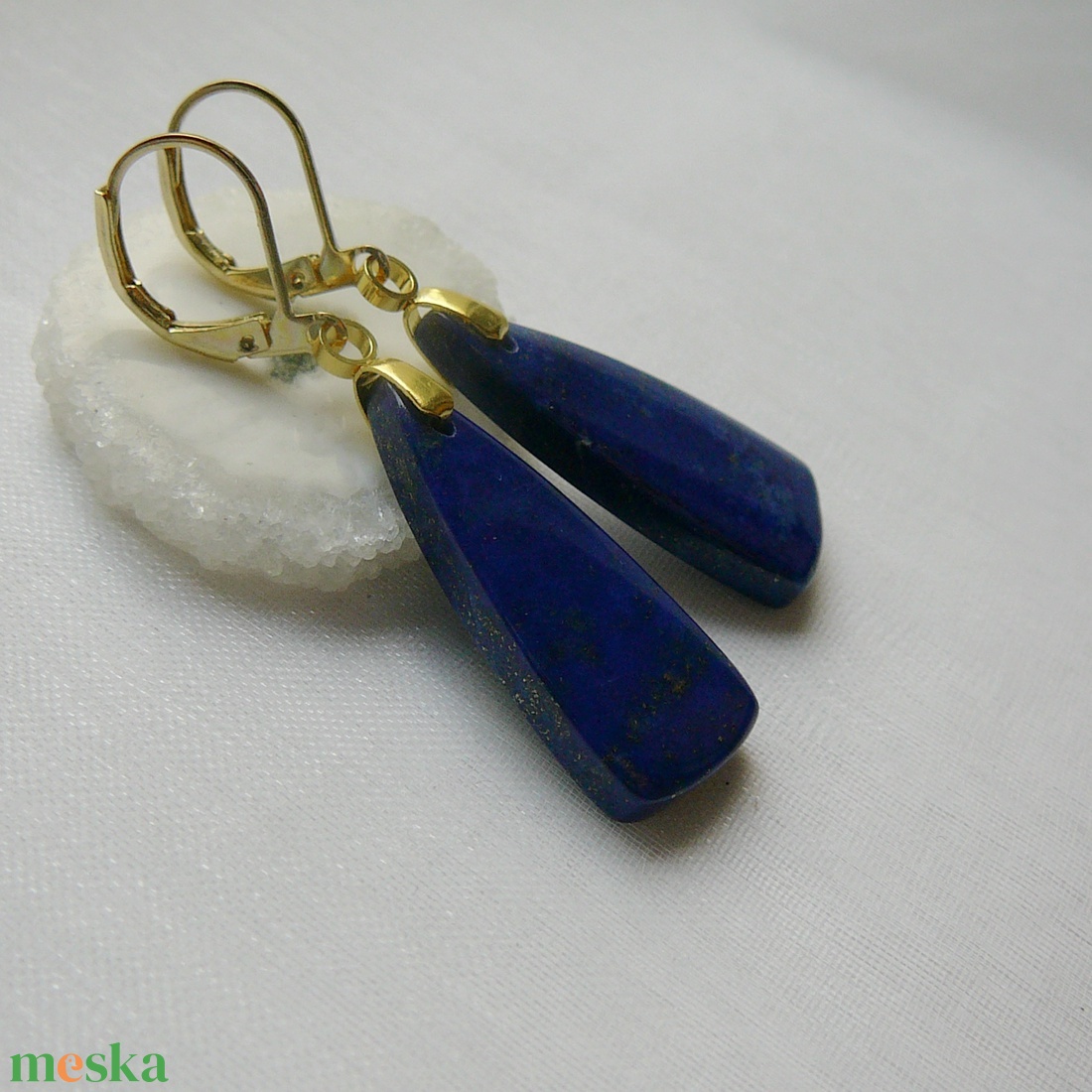 Lápisz lazuli fülbevaló - ékszer - fülbevaló - lógó fülbevaló - Meska.hu