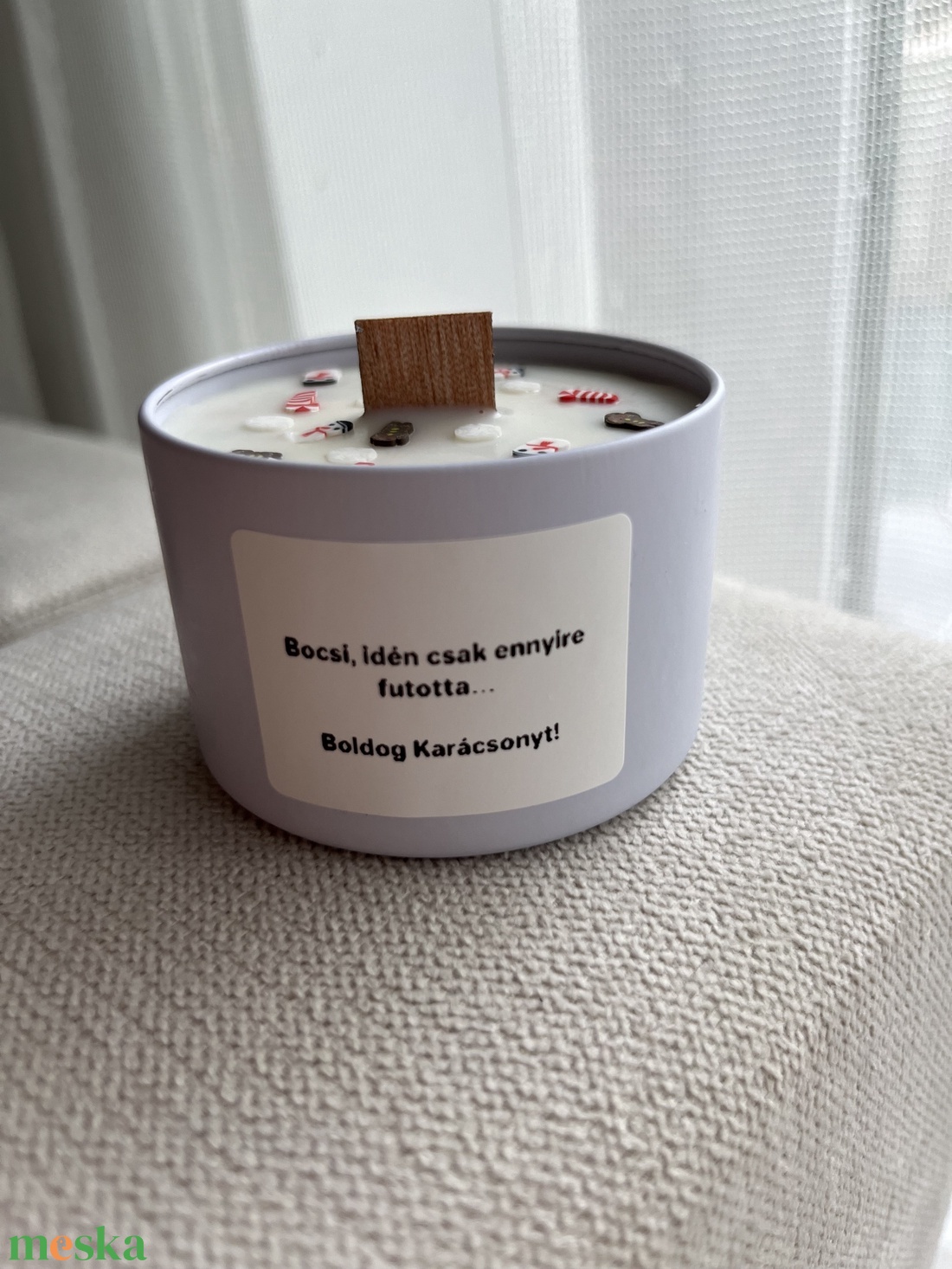 Karácsonyi egyedi feliratos kézműves szójaviasz gyertya - otthon & életmód - gyertya, illat, aroma - gyertya - Meska.hu