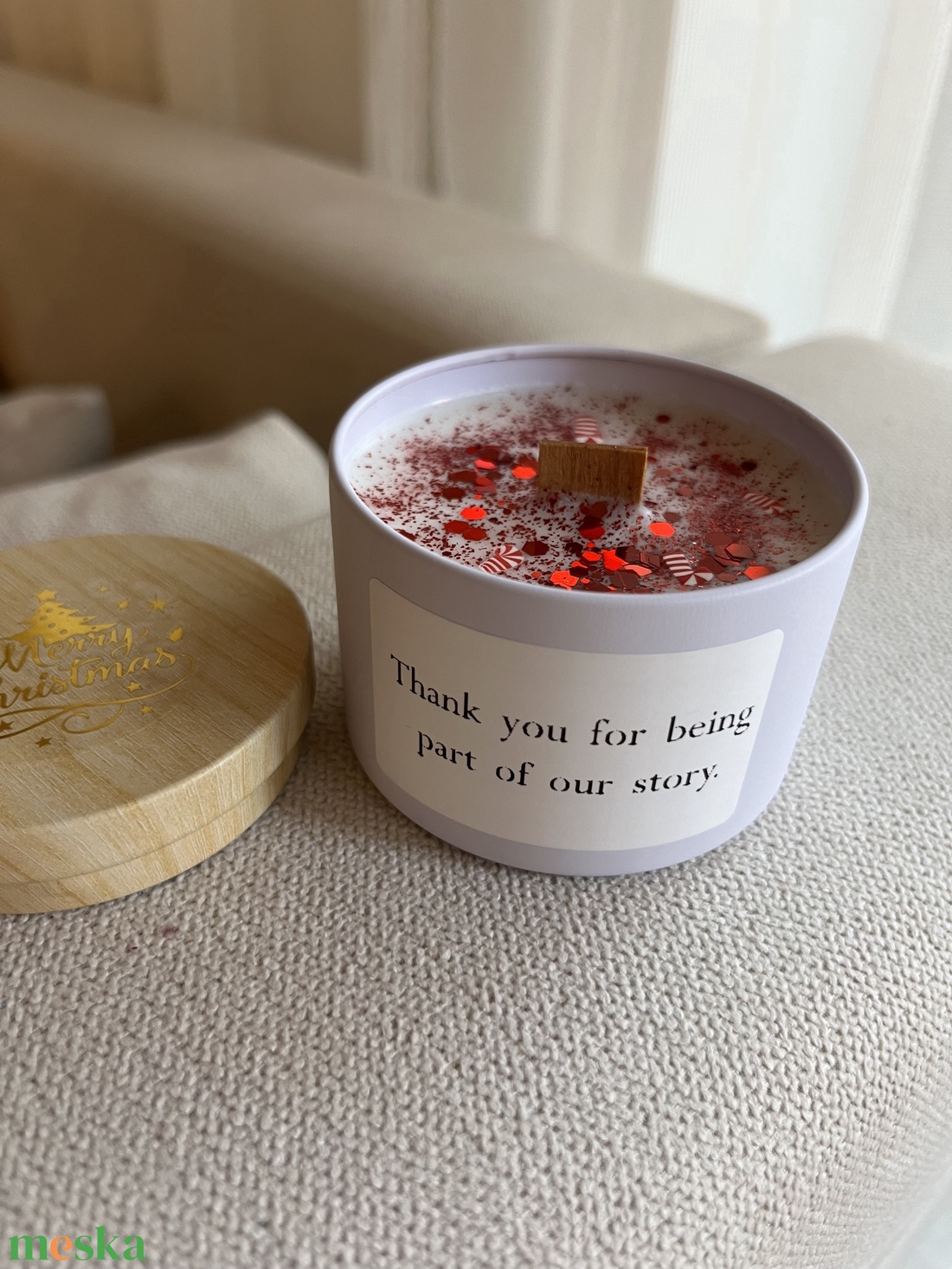 Céges egyedi feliratos köszönőajándék- szójaviasz gyertya - otthon & életmód - gyertya, illat, aroma - gyertya - Meska.hu
