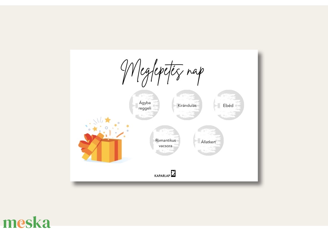 Meglepetés nap kaparós sorsjegy - otthon & életmód - papír, írószer - ajándékozás kellékei - ajándék sorsjegy - Meska.hu Meglepetés nap kaparós sorsjegy - otthon & életmód - papír, írószer - ajándékozás kellékei - ajándék sorsjegy - Meska.hu