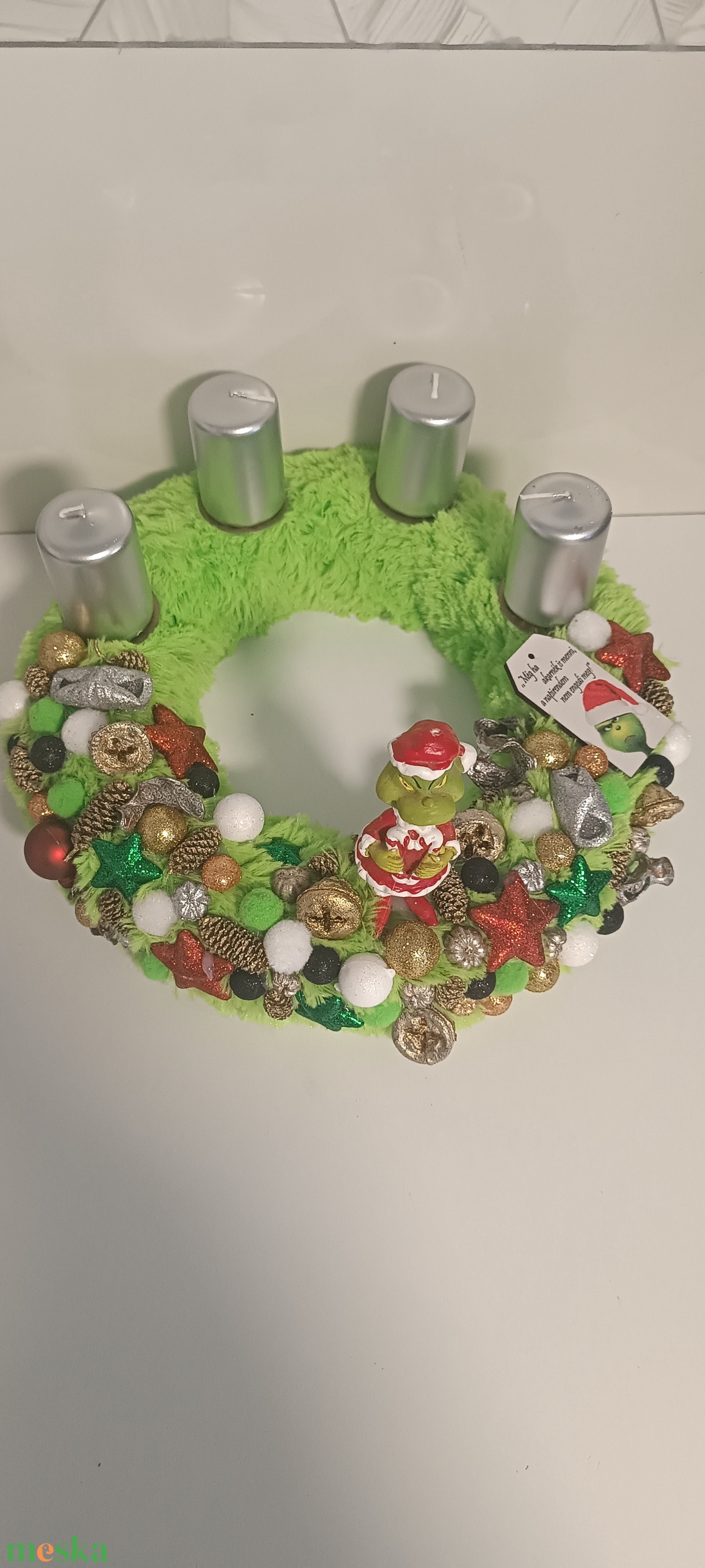 Grincses adventi koszorú  - karácsony - adventi díszek - adventi koszorú - Meska.hu