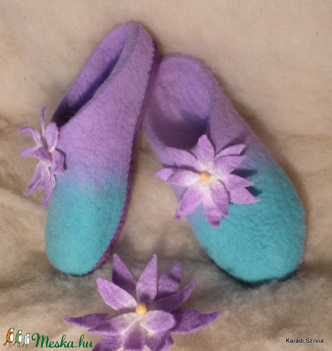 Nemez papucs - Lótusz - ruha & divat - cipő & papucs - papucs - Meska.hu