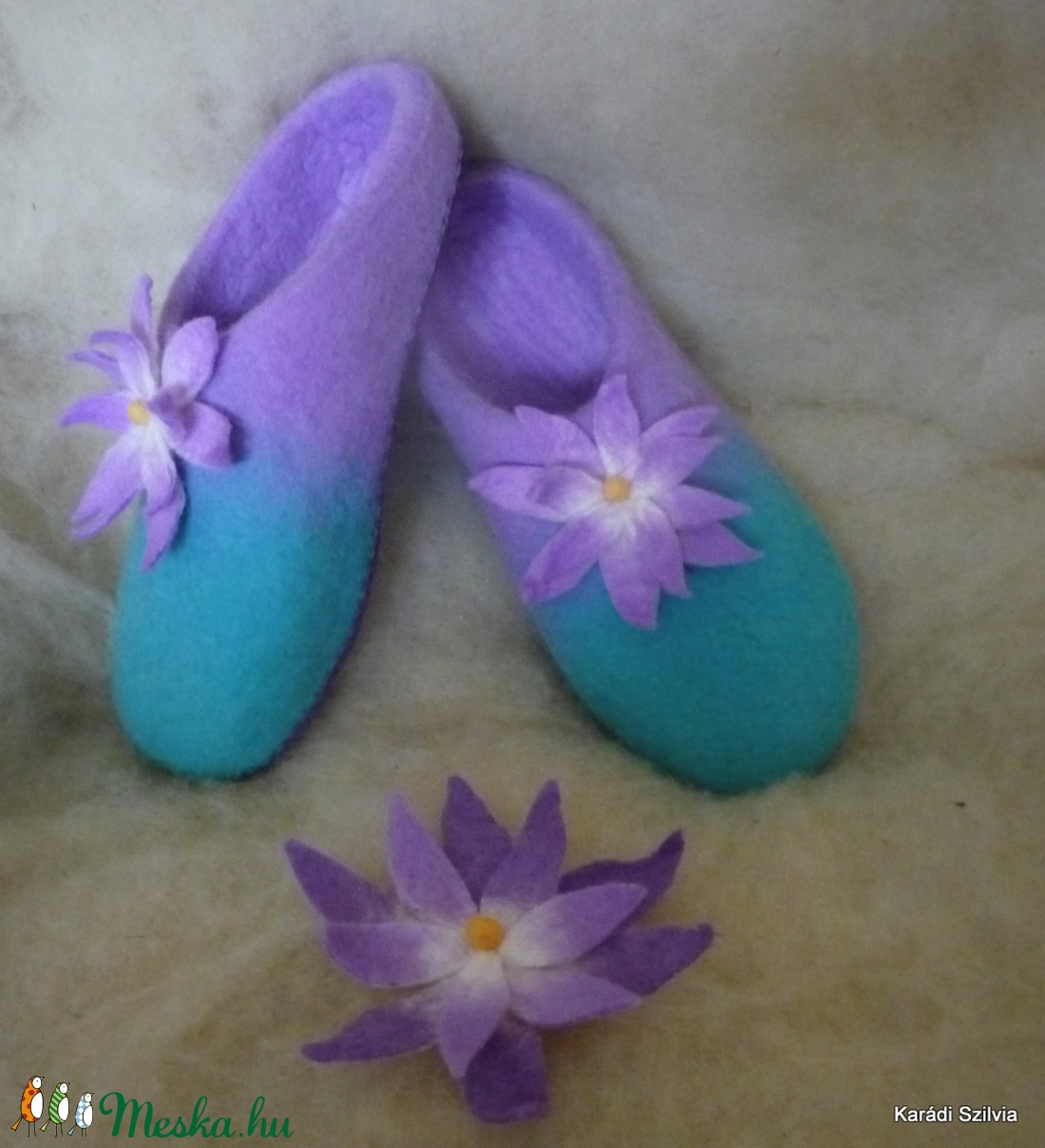 Nemez papucs - Lótusz - ruha & divat - cipő & papucs - papucs - Meska.hu