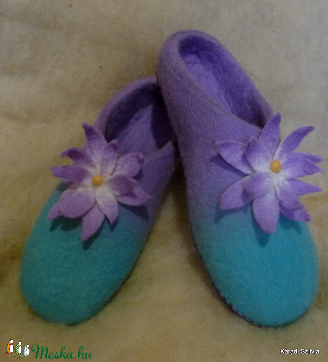 Nemez papucs - Lótusz - ruha & divat - cipő & papucs - papucs - Meska.hu