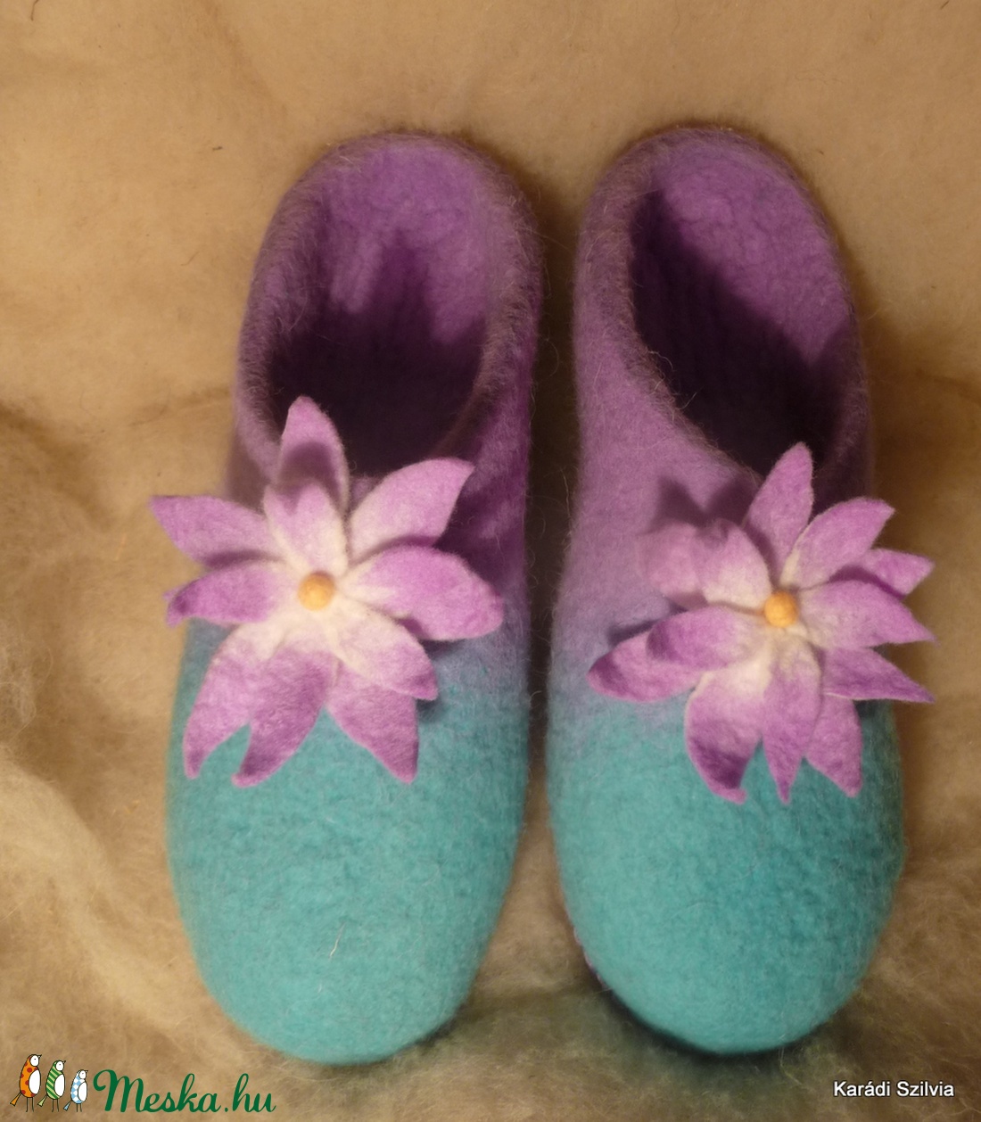 Nemez papucs - Lótusz - ruha & divat - cipő & papucs - papucs - Meska.hu