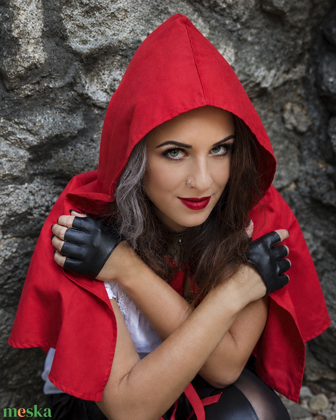 Kapucnis fantasy köpeny � piros - Halloween, farsang, cosplay  - ruha & divat - jelmez & álarc - jelmez - Meska.hu