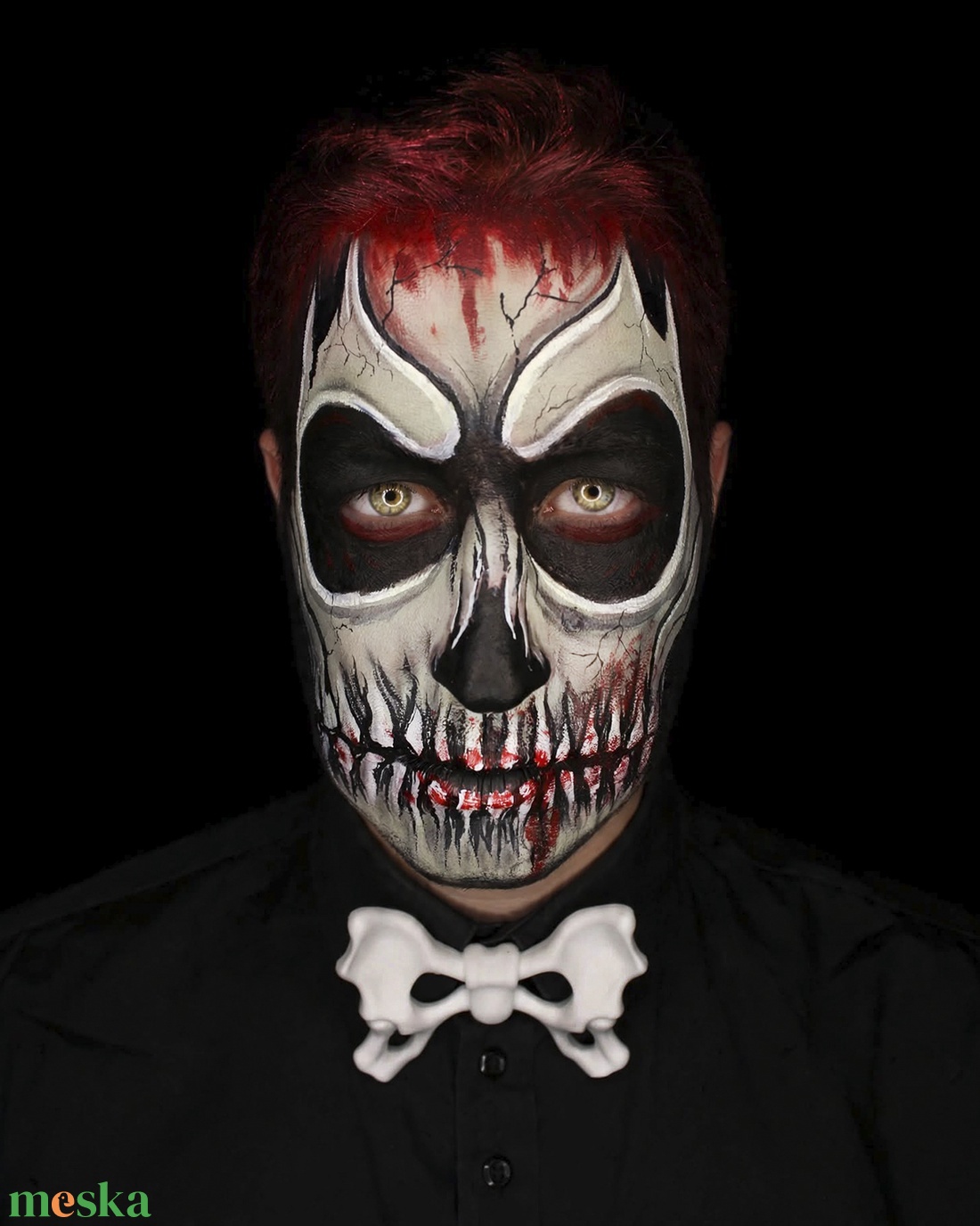 Csont alakú csokornyakkendő � matt fehér Halloween jelmezkiegészítő - ruha & divat - jelmez & álarc - jelmez - Meska.hu