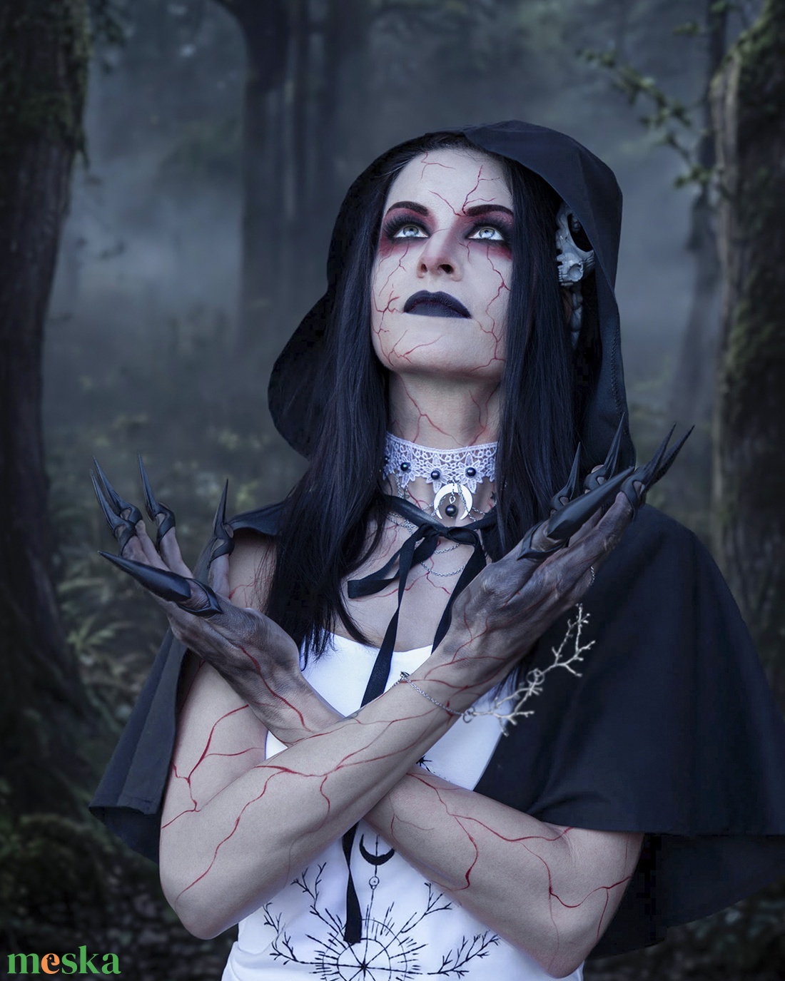 Kapucnis fantasy köpeny - fekete � Halloween, farsang, cosplay � MYTHOS - ruha & divat - jelmez & álarc - jelmez - Meska.hu
