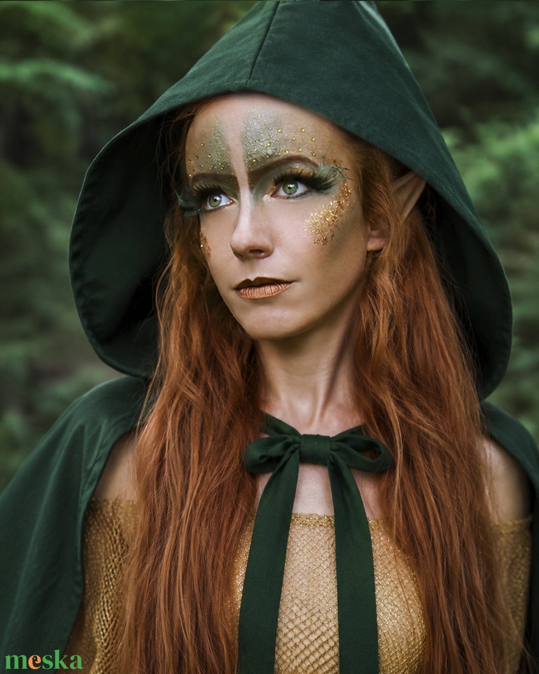 Kapucnis fantasy köpeny � zöld - Halloween, farsang, cosplay - ruha & divat - jelmez & álarc - jelmez - Meska.hu
