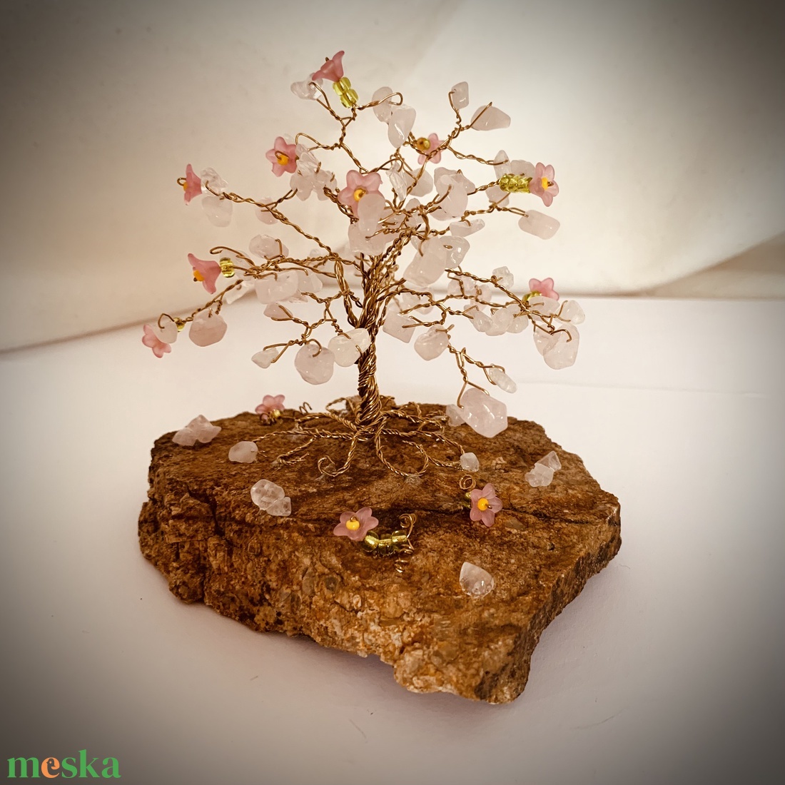 Rózsakvarc szerencsefa kristályfa életfa több mint 100 kristályból! - virágzó fa, anyák napja, valentin nap,karácsony - otthon & lakás - dekoráció - asztal és polc dekoráció - gyöngyfa, ásványfa - Meska.hu