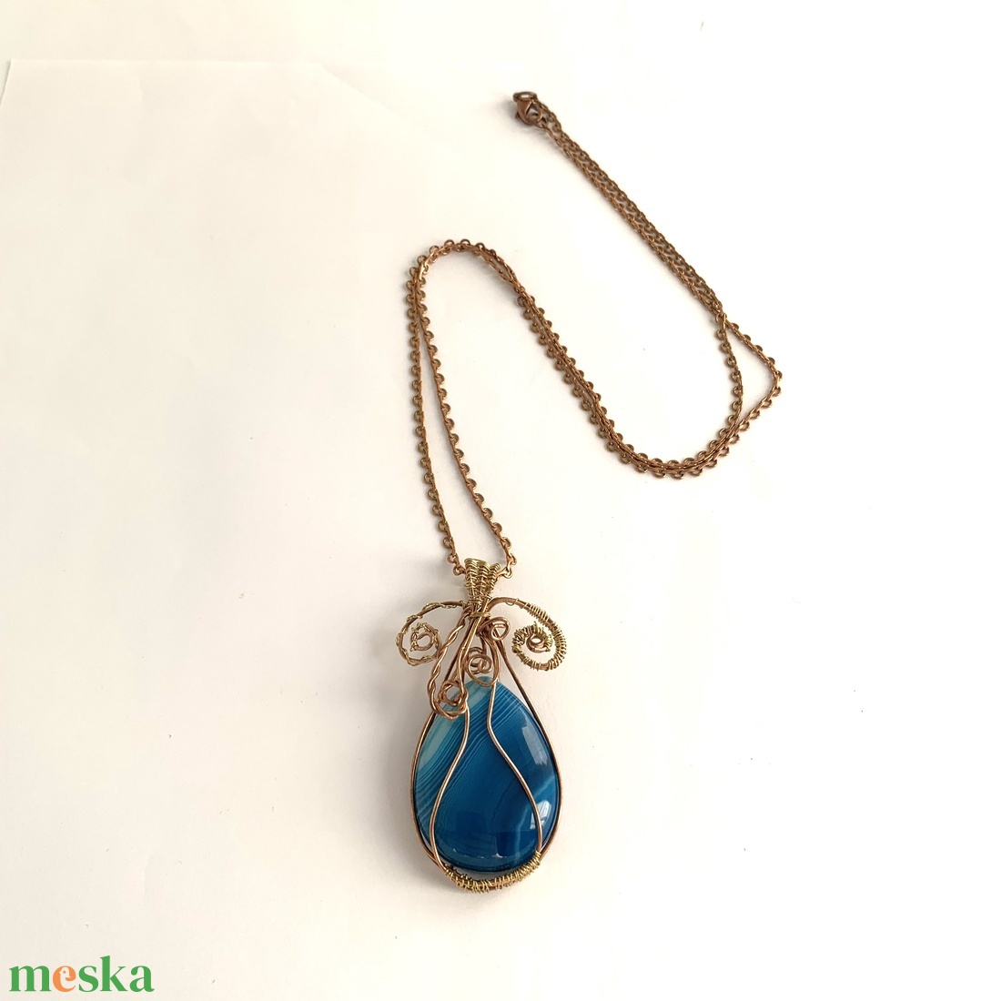 Régi ékszer, retro vintage ékszer, egyedi midcentury ékszer, kék achat köves réz nyaklánc - ékszer - ékszerszett - Meska.hu Régi ékszer, retro vintage ékszer, egyedi midcentury ékszer, kék achat köves réz nyaklánc - ékszer - ékszerszett - Meska.hu