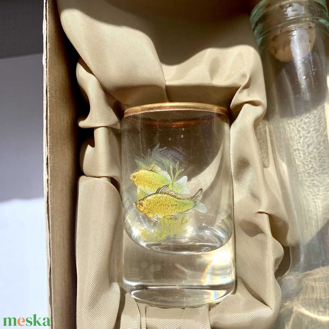 Hal mintás antik retro festett pálinkás pohár készlet, pecásoknak horgász ajándék, hal minta - otthon & életmód - konyhafelszerelés, tálalás - tálalás - pálinkás poharak, szettek - Meska.hu