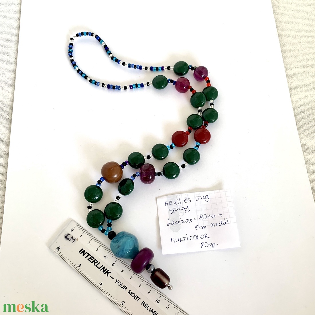 80 cm+8 cm-es olasz vintage nyaklánc az 1980-as évekből, hibátlan minőségi régi ékszer, retro nyakék eggyöngyökből - ékszer - ékszerszett - Meska.hu