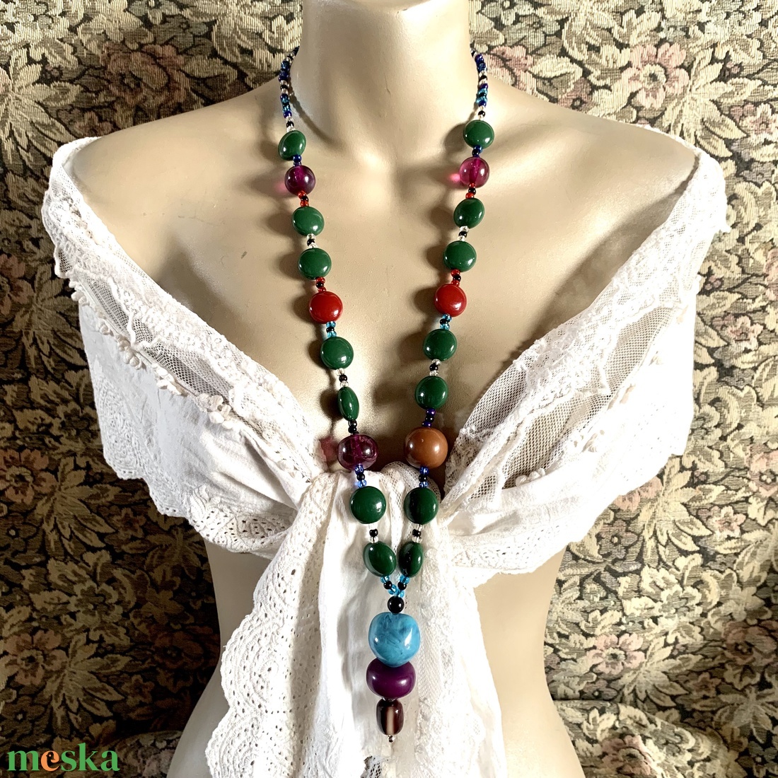 80 cm+8 cm-es olasz vintage nyaklánc az 1980-as évekből, hibátlan minőségi régi ékszer, retro nyakék eggyöngyökből - ékszer - ékszerszett - Meska.hu