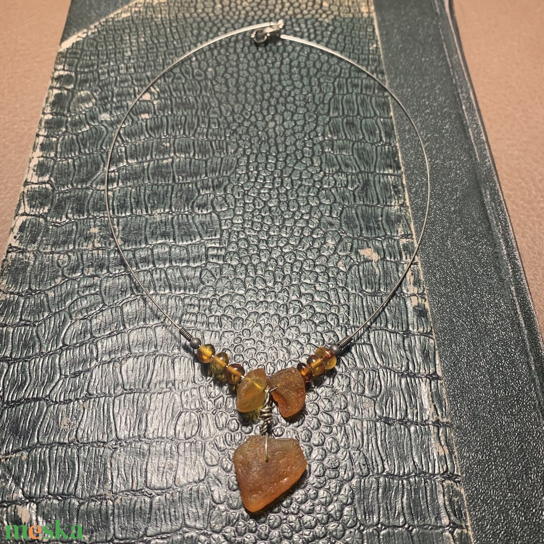 Borostyán nyaklánc, vintage valódi balti borostyán ékszer 1970-es évekből - ékszer - nyaklánc - hosszú nyaklánc - Meska.hu