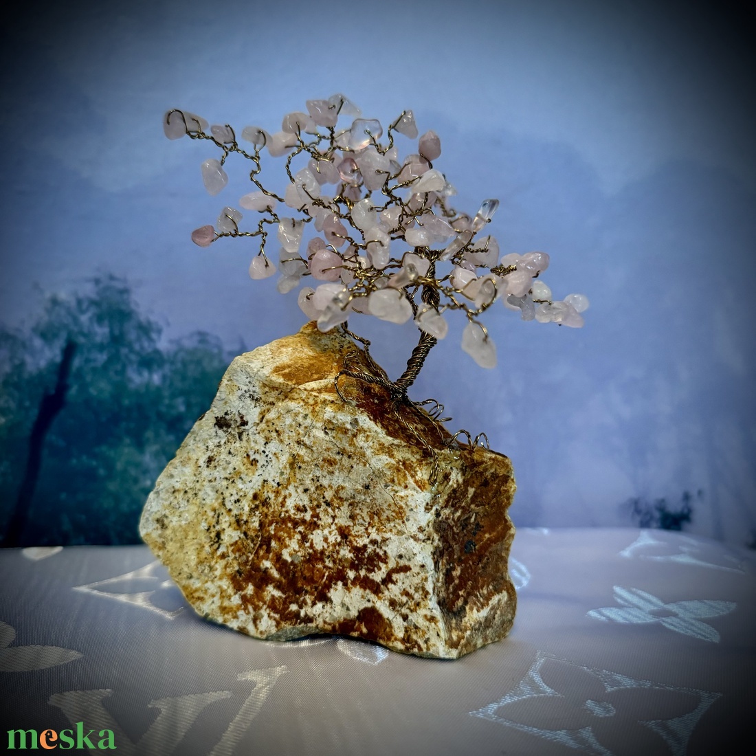 Bonsai Rózsakvarc Ékszerfa szerencsefa, életfa, pénzfa, kristályfa rózsa kvarc kövekből drágakő fa - otthon & életmód - dekoráció - asztal és polc dekoráció - gyöngyfa, ásványfa - Meska.hu