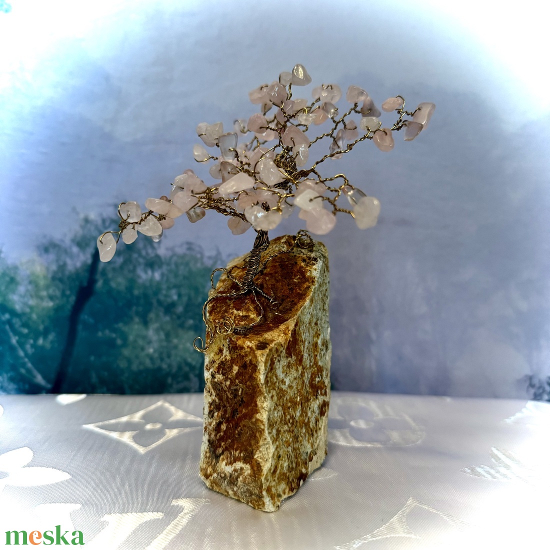 Bonsai Rózsakvarc Ékszerfa szerencsefa, életfa, pénzfa, kristályfa rózsa kvarc kövekből drágakő fa - otthon & életmód - dekoráció - asztal és polc dekoráció - gyöngyfa, ásványfa - Meska.hu