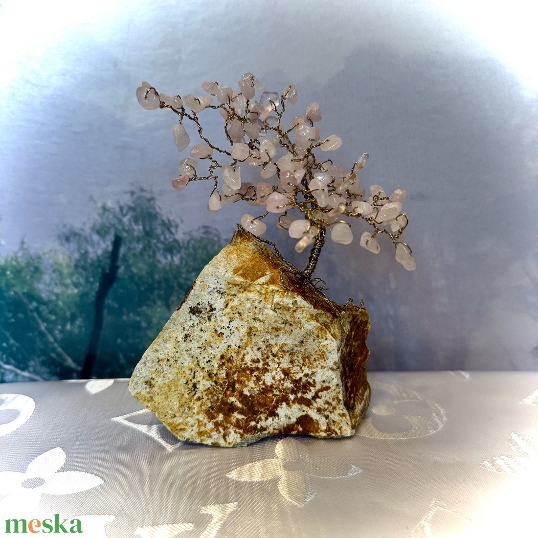 Bonsai Rózsakvarc Ékszerfa szerencsefa, életfa, pénzfa, kristályfa rózsa kvarc kövekből drágakő fa - otthon & életmód - dekoráció - asztal és polc dekoráció - gyöngyfa, ásványfa - Meska.hu