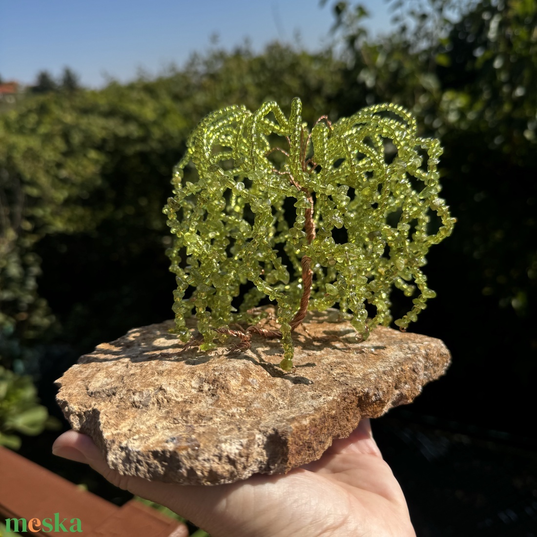 Fa ásványból, Bonsai kristály Ékszerfa szerencsefa, életfa, pénzfa, kristályfa zöld peridot kvarc kövekből drágakő fa - otthon & életmód - dekoráció - asztal és polc dekoráció - gyöngyfa, ásványfa - Meska.hu