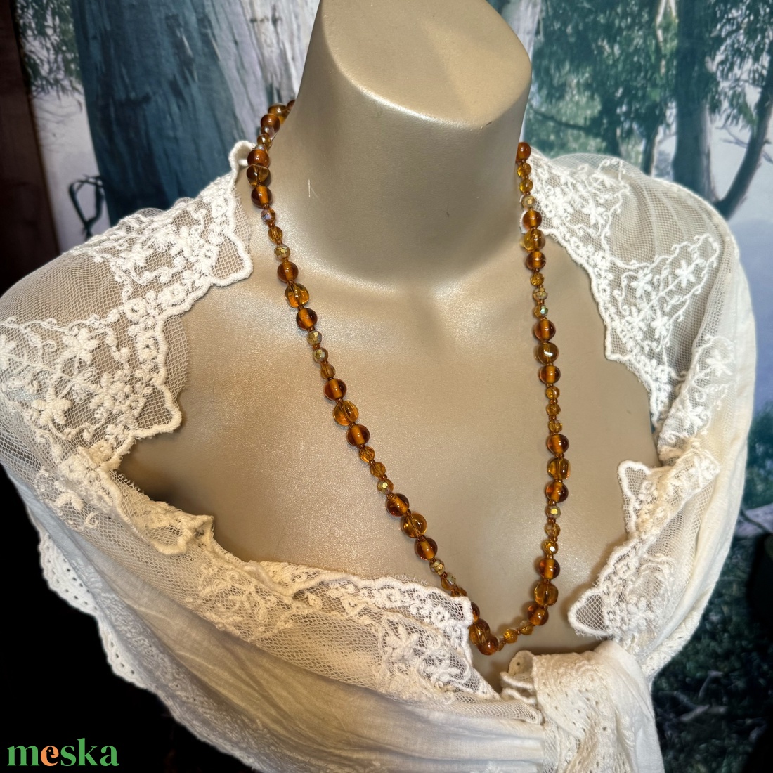 Muránói üveggyöngy nyakék, vintage muránói olasz nyaklánc, csodás régi ékszer, retro üveg nyakék - ékszer - kitűző és bross - kitűző - Meska.hu