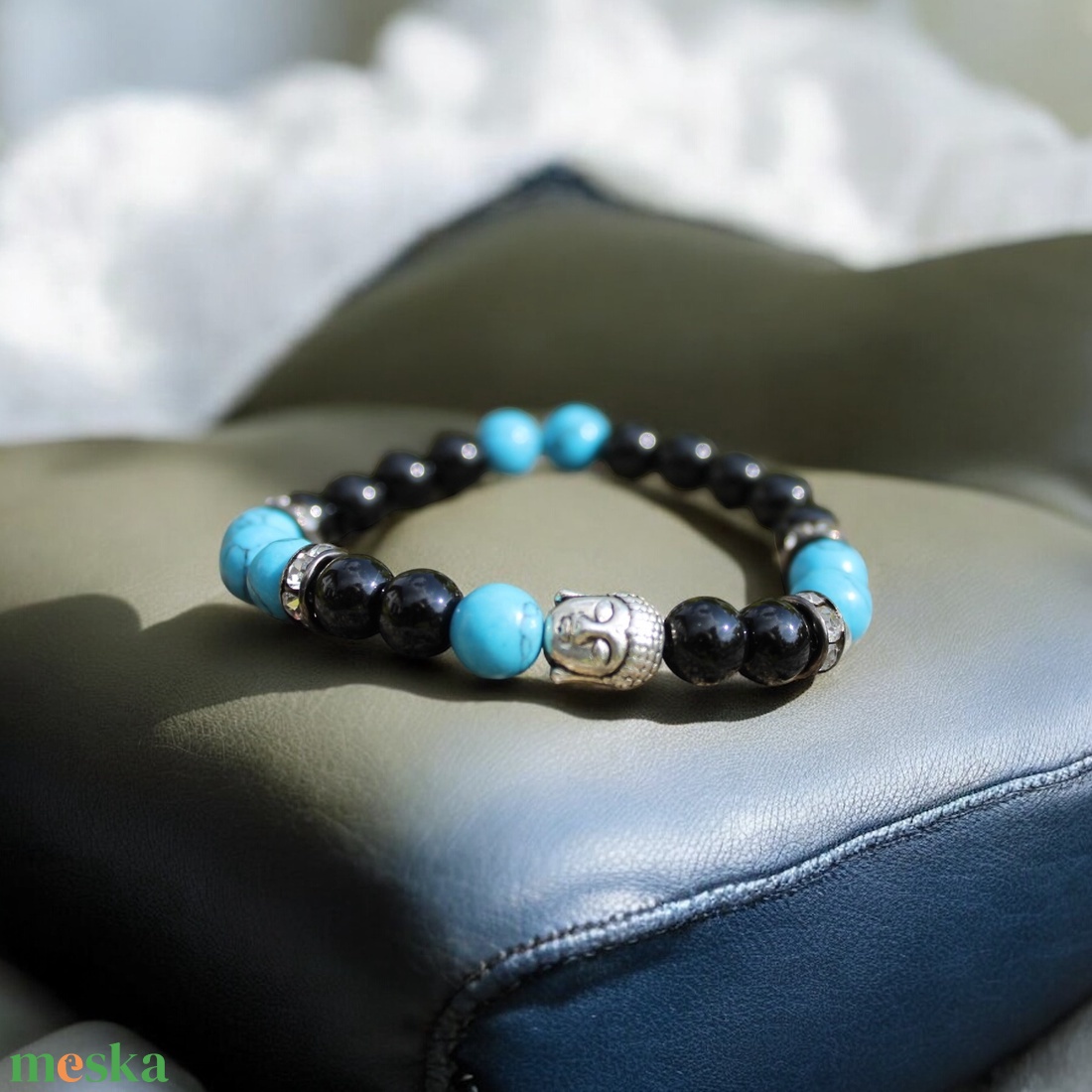 Buddha fejes türkíz-onix rugalmas karkötő Méret: S/M, Buddhizmus karperec, nyugalom karkötő, zen karperec - ékszer - karkötő - bogyós karkötő - Meska.hu Buddha fejes türkíz-onix rugalmas karkötő Méret: S/M, Buddhizmus karperec, nyugalom karkötő, zen karperec - ékszer - karkötő - bogyós karkötő - Meska.hu