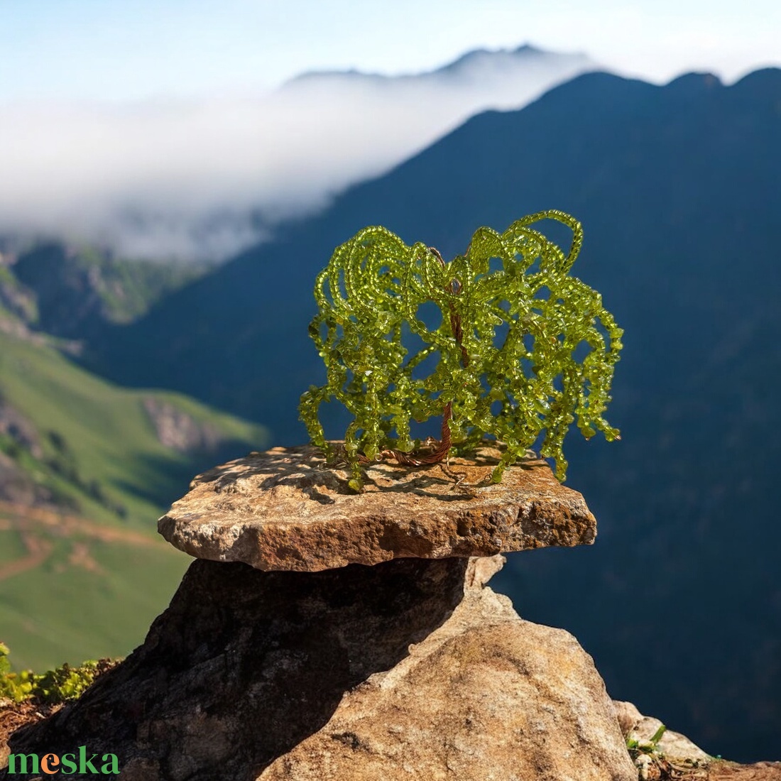 Fa ásványból, Bonsai kristály Ékszerfa szerencsefa, életfa, pénzfa, kristályfa zöld peridot kvarc kövekből drágakő fa - otthon & életmód - dekoráció - asztal és polc dekoráció - gyöngyfa, ásványfa - Meska.hu
