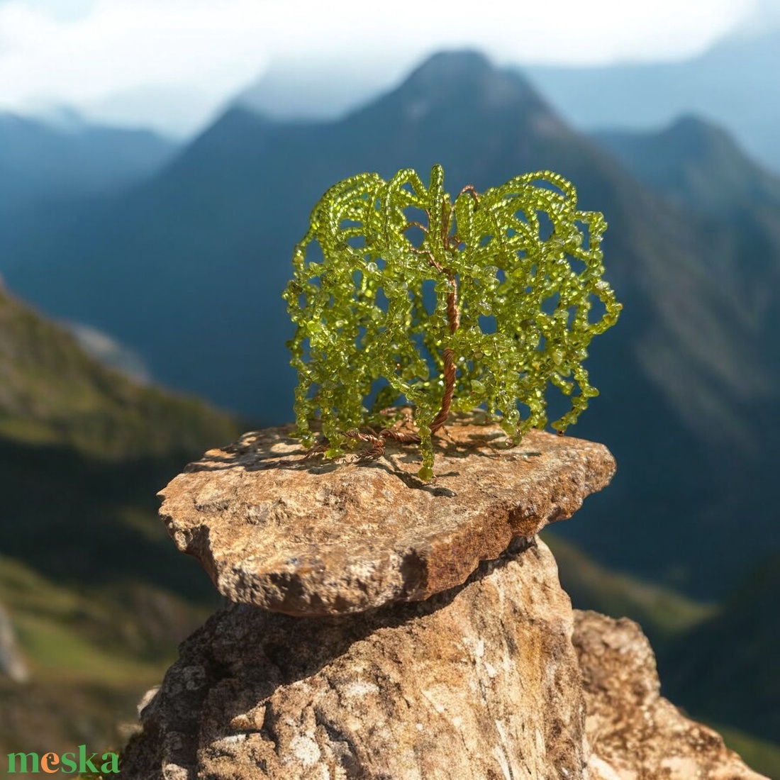 Fa ásványból, Bonsai kristály Ékszerfa szerencsefa, életfa, pénzfa, kristályfa zöld peridot kvarc kövekből drágakő fa - otthon & életmód - dekoráció - asztal és polc dekoráció - gyöngyfa, ásványfa - Meska.hu
