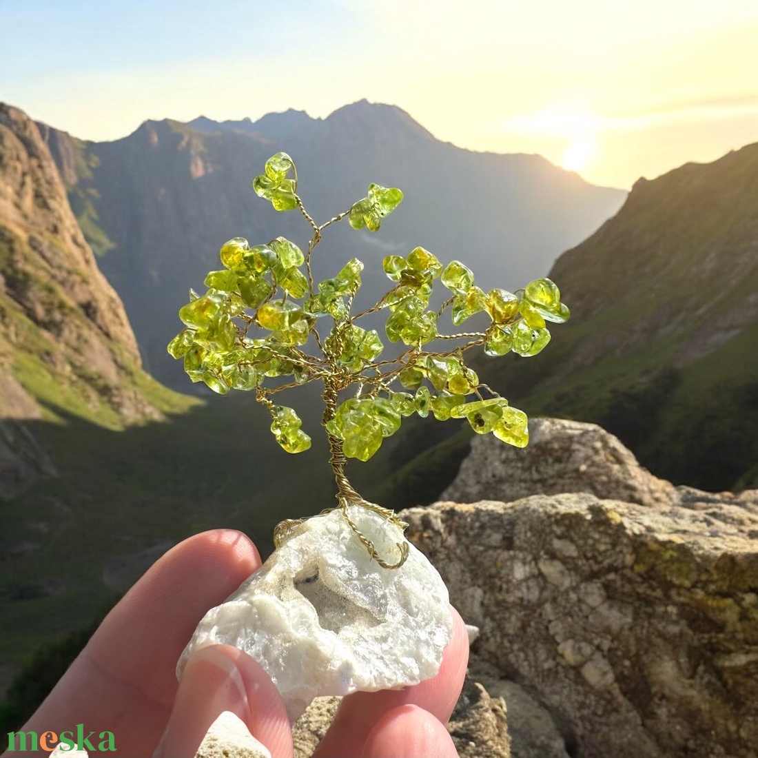 Fa ásványból, Mini Bonsai Kistály Ékszerfa szerencsefa, életfa, pénzfa, kristályfa peridot kvarc kövekből drágakő fa - otthon & életmód - dekoráció - asztal és polc dekoráció - gyöngyfa, ásványfa - Meska.hu