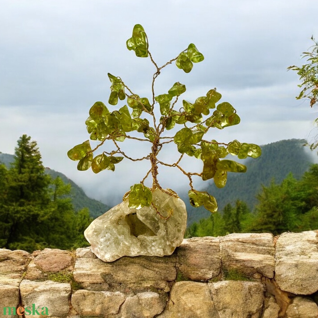 Fa ásványból, Mini Bonsai Kistály Ékszerfa szerencsefa, életfa, pénzfa, kristályfa peridot kvarc kövekből drágakő fa - otthon & életmód - dekoráció - asztal és polc dekoráció - gyöngyfa, ásványfa - Meska.hu