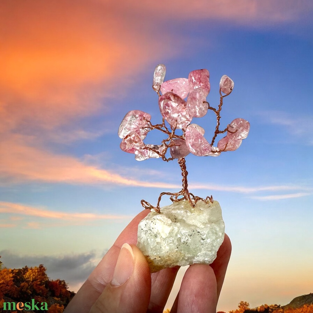 Mini Bonsai Rózsakvarc Ékszerfa szerencsefa, életfa, pénzfa, kristályfa rózsa kvarc kövekből drágakő fa - otthon & életmód - dekoráció - asztal és polc dekoráció - gyöngyfa, ásványfa - Meska.hu