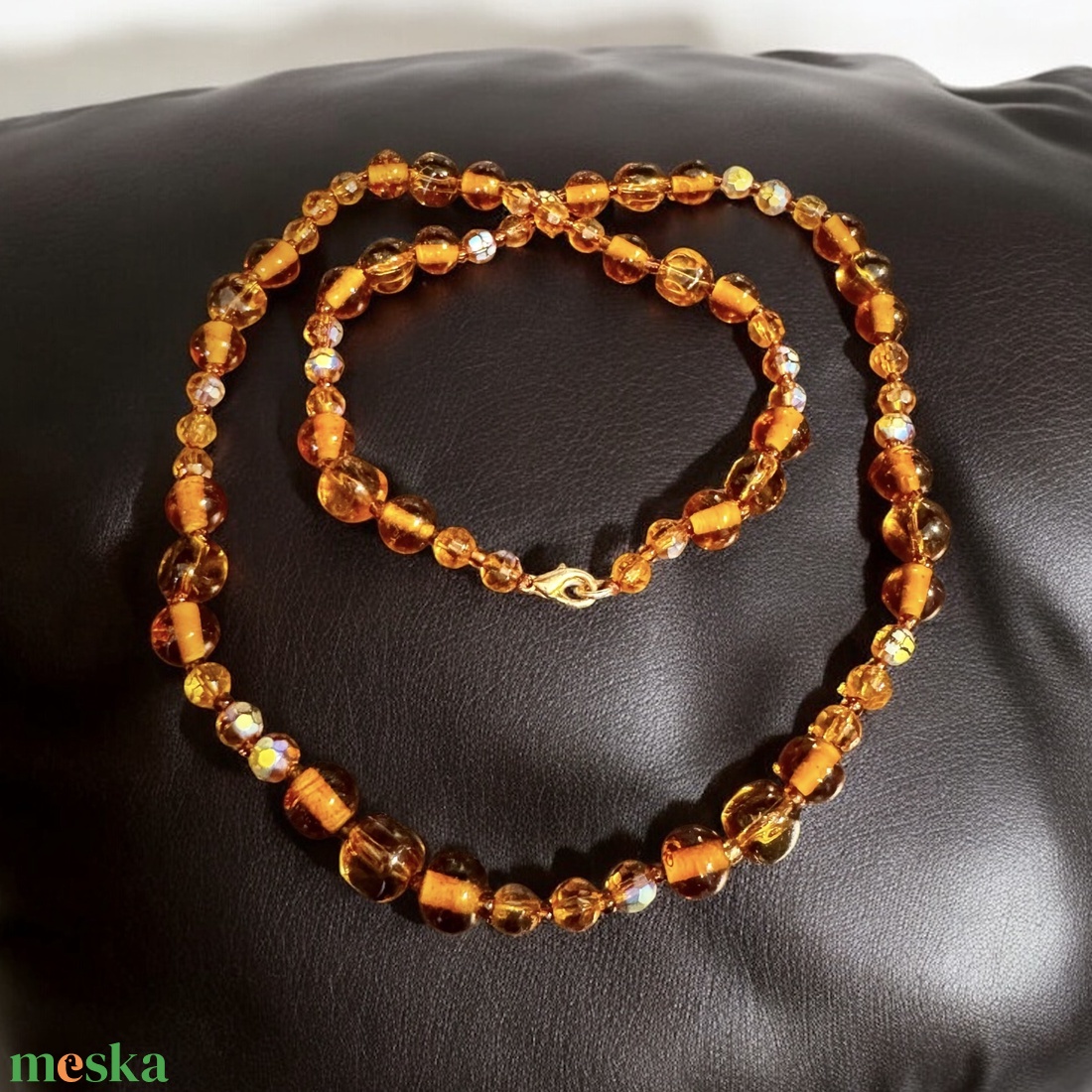 Muránói üveggyöngy nyakék, vintage muránói olasz nyaklánc, csodás régi ékszer, retro üveg nyakék - ékszer - kitűző és bross - kitűző - Meska.hu