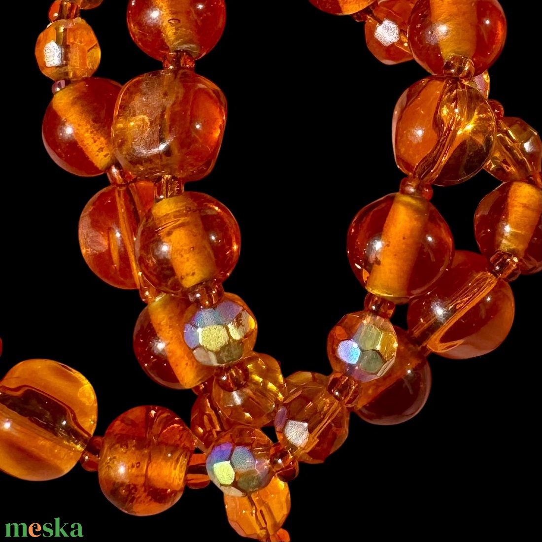 Muránói üveggyöngy nyakék, vintage muránói olasz nyaklánc, csodás régi ékszer, retro üveg nyakék - ékszer - kitűző és bross - kitűző - Meska.hu