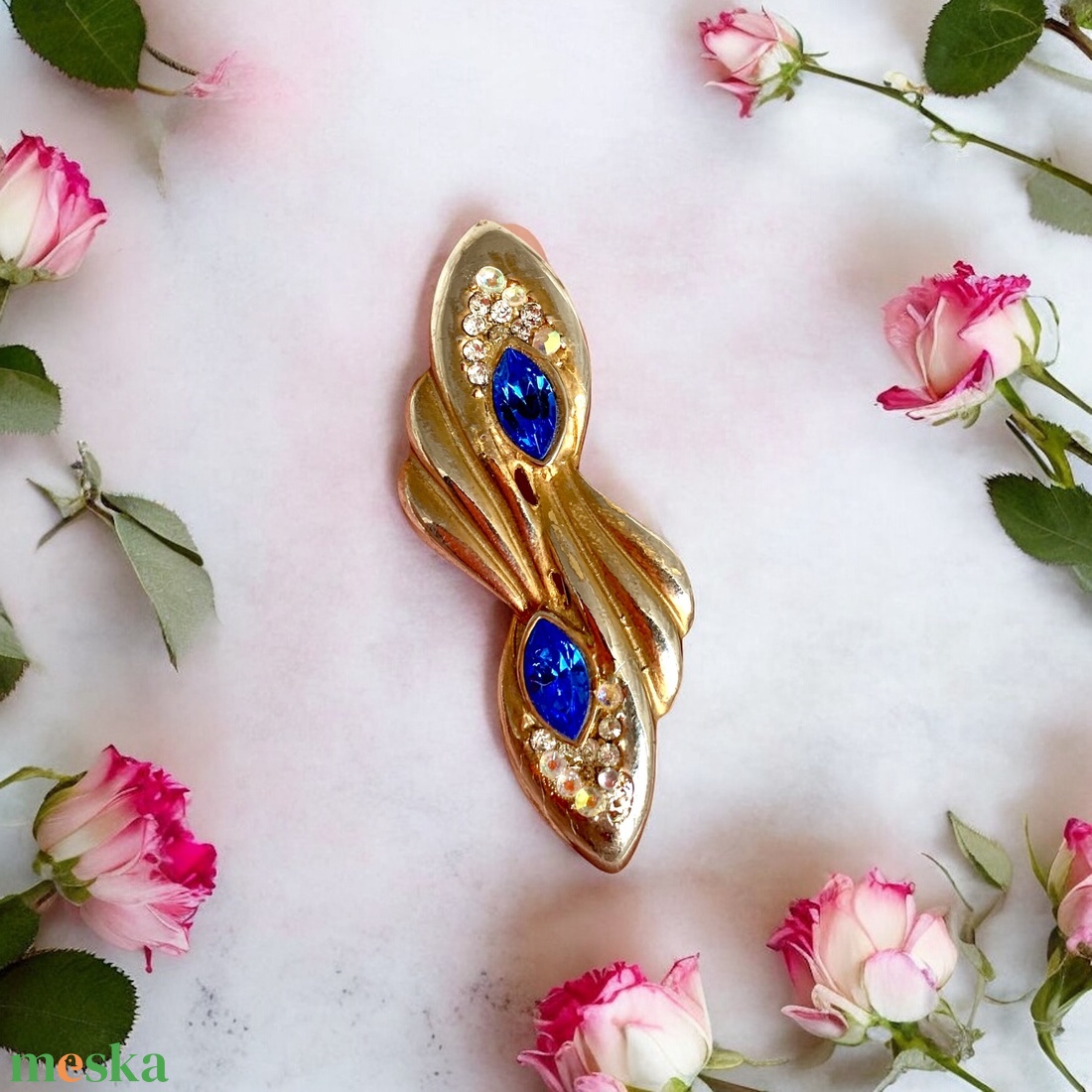 Vintage BROSS az 1980-as évekből, gyönyörű elegáns strasszos kitűző, pin szövetkabátra, blúzra,  blézerre - ékszer - kitűző és bross - kitűző - Meska.hu