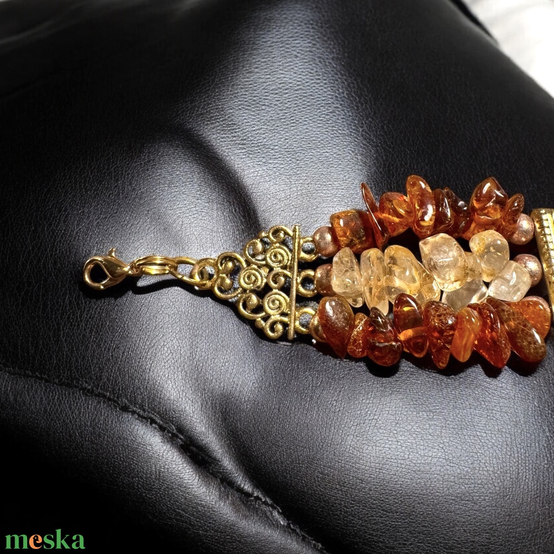 Borostyán és citrin karkötő, vintage valódi balti borostyán ékszer 1970-es évekből, mérete: M (18,5 cm hosszú) - ékszer - karkötő - ásványkarkötő - Meska.hu Borostyán és citrin karkötő, vintage valódi balti borostyán ékszer 1970-es évekből, mérete: M (18,5 cm hosszú) - ékszer - karkötő - ásványkarkötő - Meska.hu