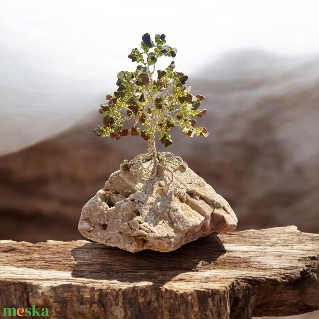 Fa ásványból, Bonsai kristály Ékszerfa szerencsefa, életfa, pénzfa, kristályfa zöld kvarc kövekből drágakő fa - otthon & életmód - dekoráció - asztal és polc dekoráció - gyöngyfa, ásványfa - Meska.hu