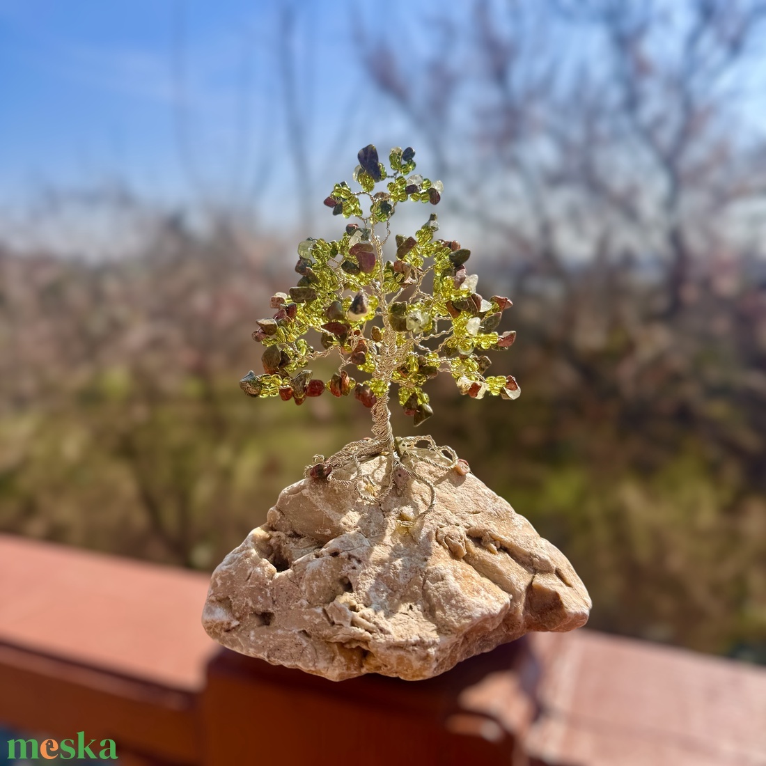Fa ásványból, Bonsai kristály Ékszerfa szerencsefa, életfa, pénzfa, kristályfa zöld kvarc kövekből drágakő fa - otthon & életmód - dekoráció - asztal és polc dekoráció - gyöngyfa, ásványfa - Meska.hu