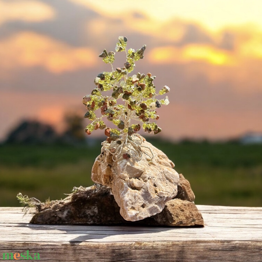 Fa ásványból, Bonsai kristály Ékszerfa szerencsefa, életfa, pénzfa, kristályfa zöld kvarc kövekből drágakő fa - otthon & életmód - dekoráció - asztal és polc dekoráció - gyöngyfa, ásványfa - Meska.hu