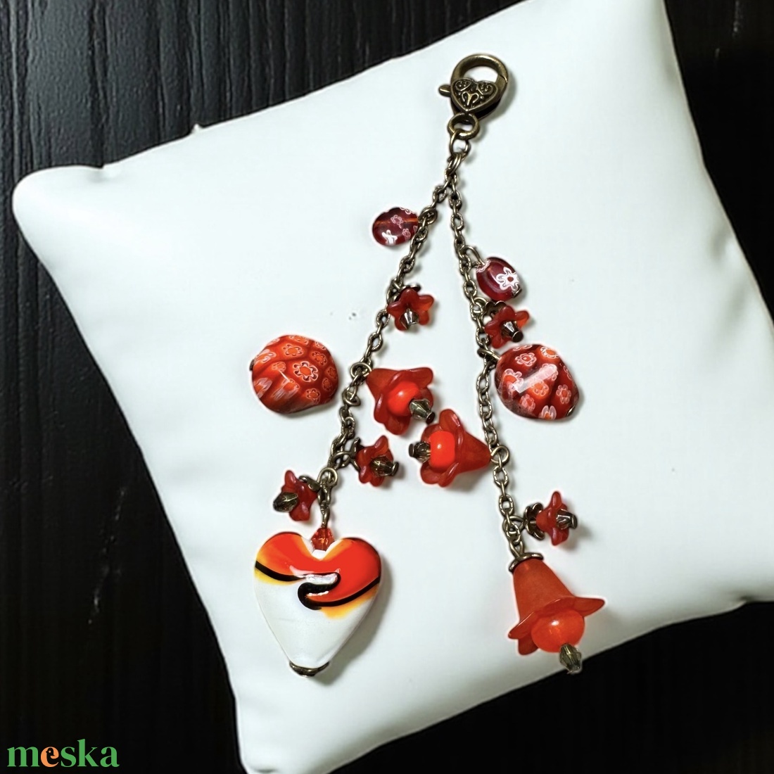 Muránói gyöngyös táskadísz vagy kulcstartó, táska dísz, gyöngy dísz, lámpagyöngy dísz kulcstartóra - táska & tok - kulcstartó & táskadísz - táskadísz - Meska.hu