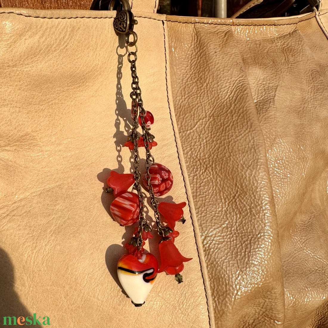 Muránói gyöngyös táskadísz vagy kulcstartó, táska dísz, gyöngy dísz, lámpagyöngy dísz kulcstartóra - táska & tok - kulcstartó & táskadísz - táskadísz - Meska.hu