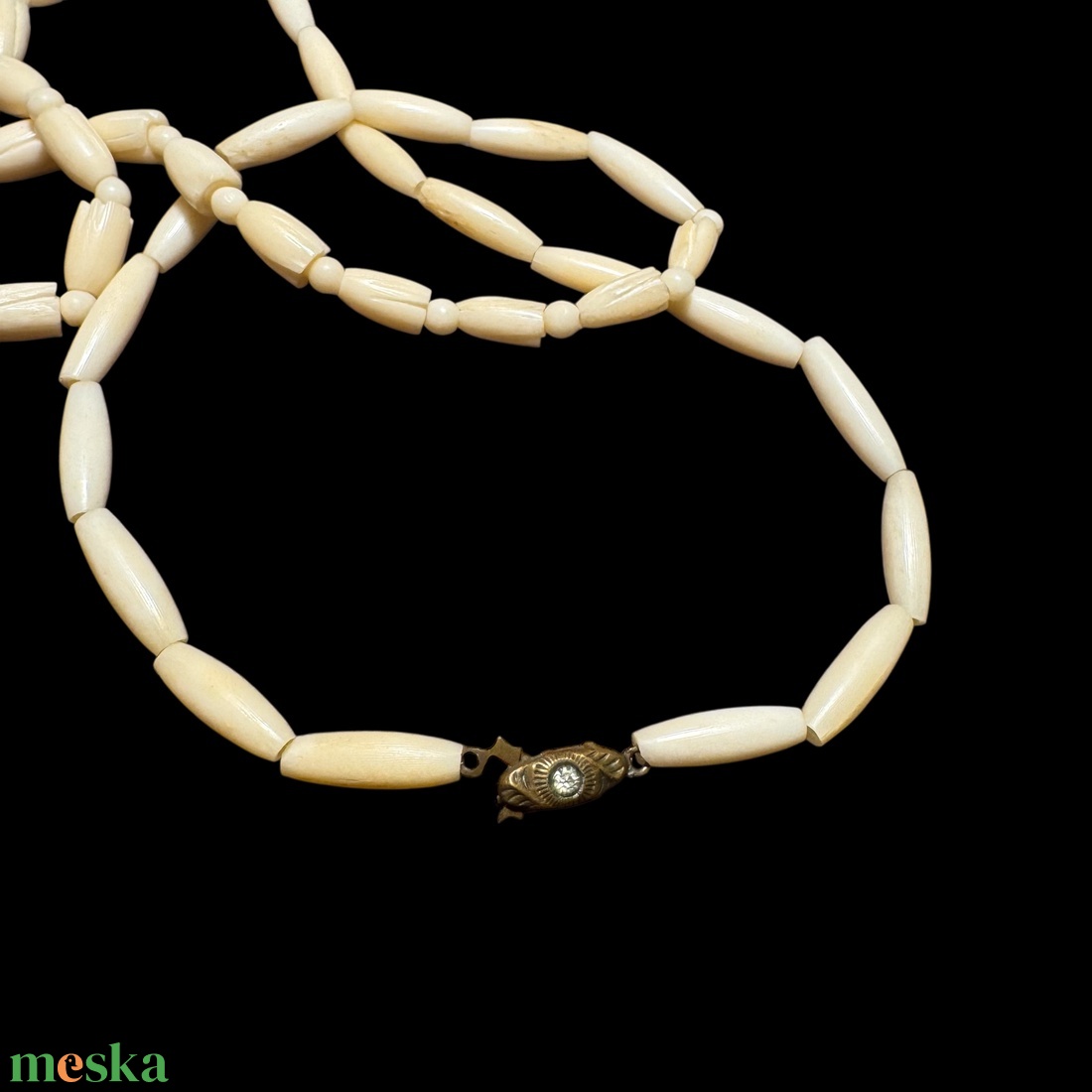 Régi csont nyaklánc, elefánt csont ékszer, retro vintage ékszer, midcentury ékszer, nyaklánc, nyakék 70-es évekből - ékszer - ékszerszett - Meska.hu