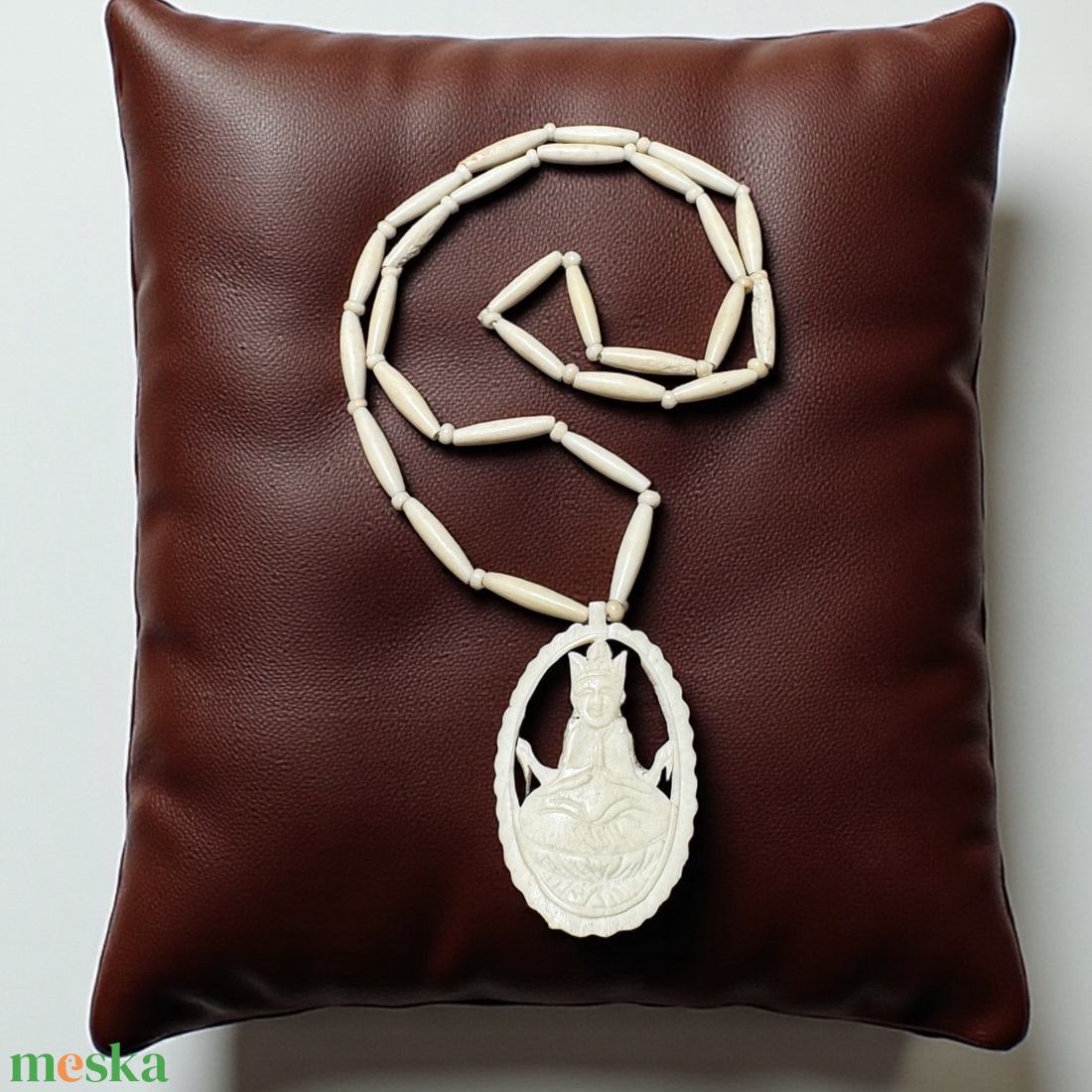 Bohém buddha csont nyaklánc, elefánt csont ékszer, retro ékszer, midcentury ékszer, nyaklánc, nyakék 70-es évekből - ékszer - ékszerszett - Meska.hu