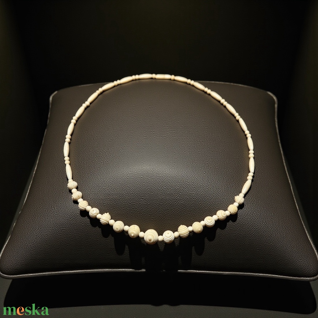 Bohém csont nyaklánc, elefánt csont ékszer, retro vintage ékszer, midcentury ékszer, nyaklánc, nyakék 70-es évekből - ékszer - ékszerszett - Meska.hu