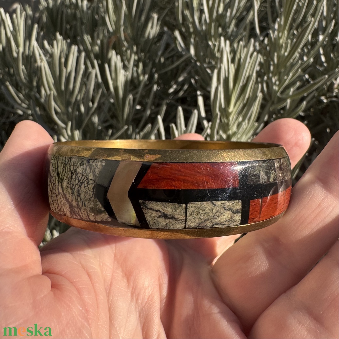 Színes hippi vintage réz karperec a 70-es évekből  eredeti retró bohém ékszer gyűjtőknek és egyedi stílus kedvelőknek - ékszer - karkötő - karperec - Meska.hu