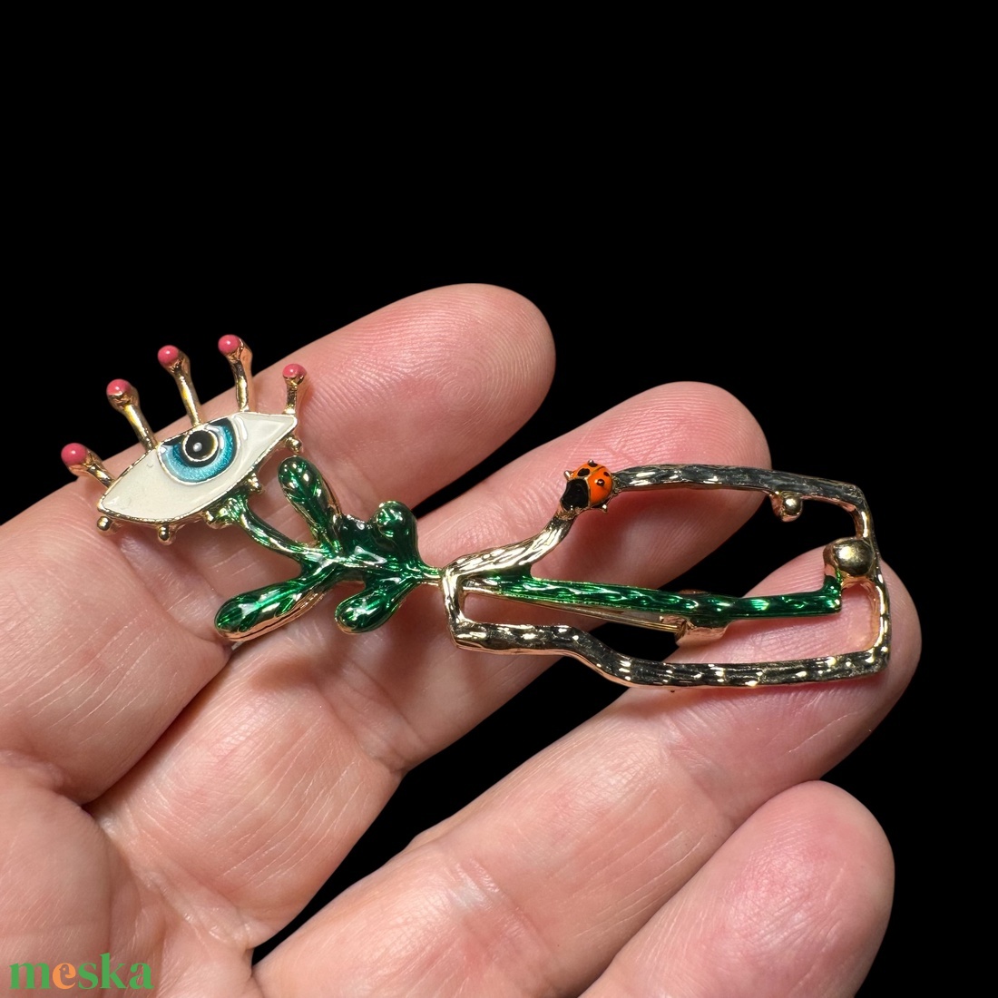 Absztrakt BROSS az 1980-as évekből, gyönyörű elegáns strasszos kitűző, pin szövetkabátra, blúzra,  blézerre - ékszer - kitűző és bross - Meska.hu