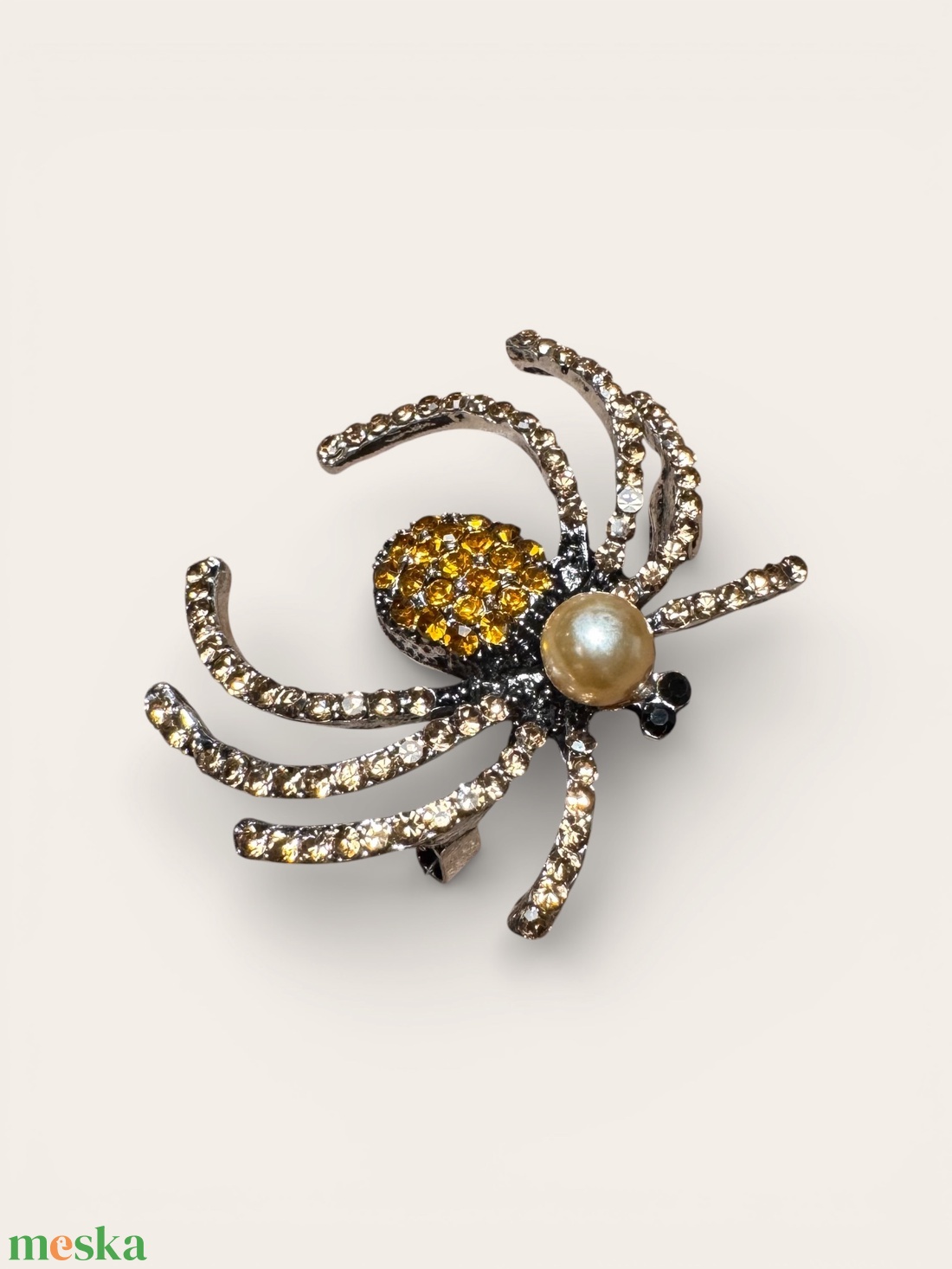 Pók Vintage BROSS az 1980-as évekből, gyönyörű elegáns strasszos kitűző, pin szövetkabátra, blúzra,  blézerre - ékszer - kitűző és bross - Meska.hu