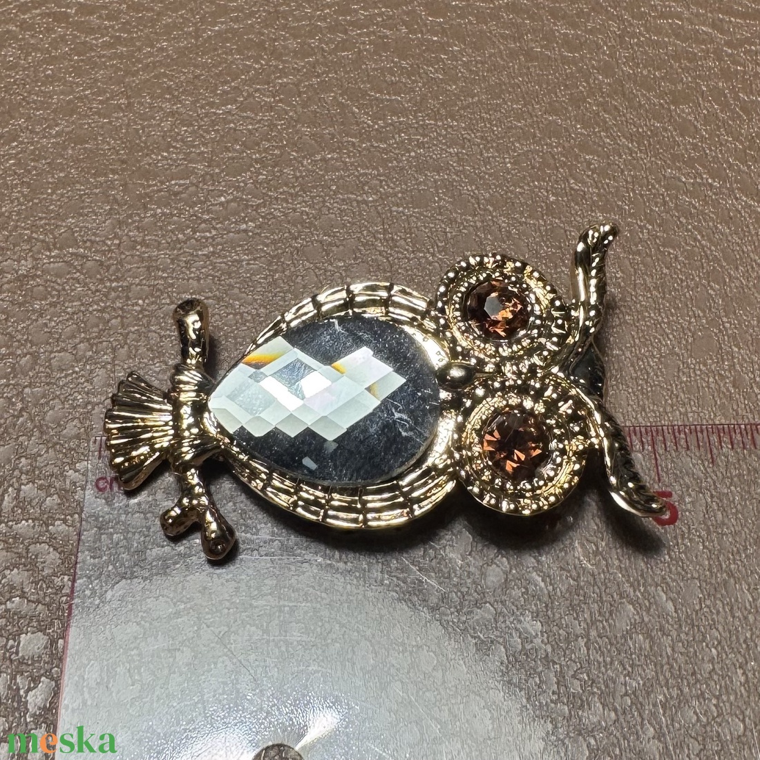 Bagoly madár Vintage BROSS az 1980-as évekből, gyönyörű elegáns strasszos kitűző, pin szövetkabátra, blúzra,  blézerre - ékszer - kitűző és bross - Meska.hu