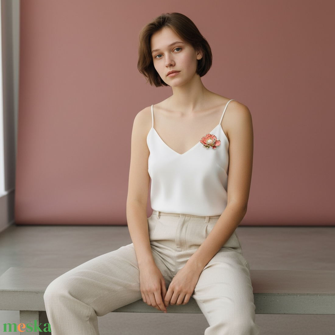 Virág retro BROSS az 1980-as évekből, gyönyörű elegáns strasszos kitűző, pin szövetkabátra, blúzra,  blézerre, vintage  - ékszer - kitűző és bross - Meska.hu