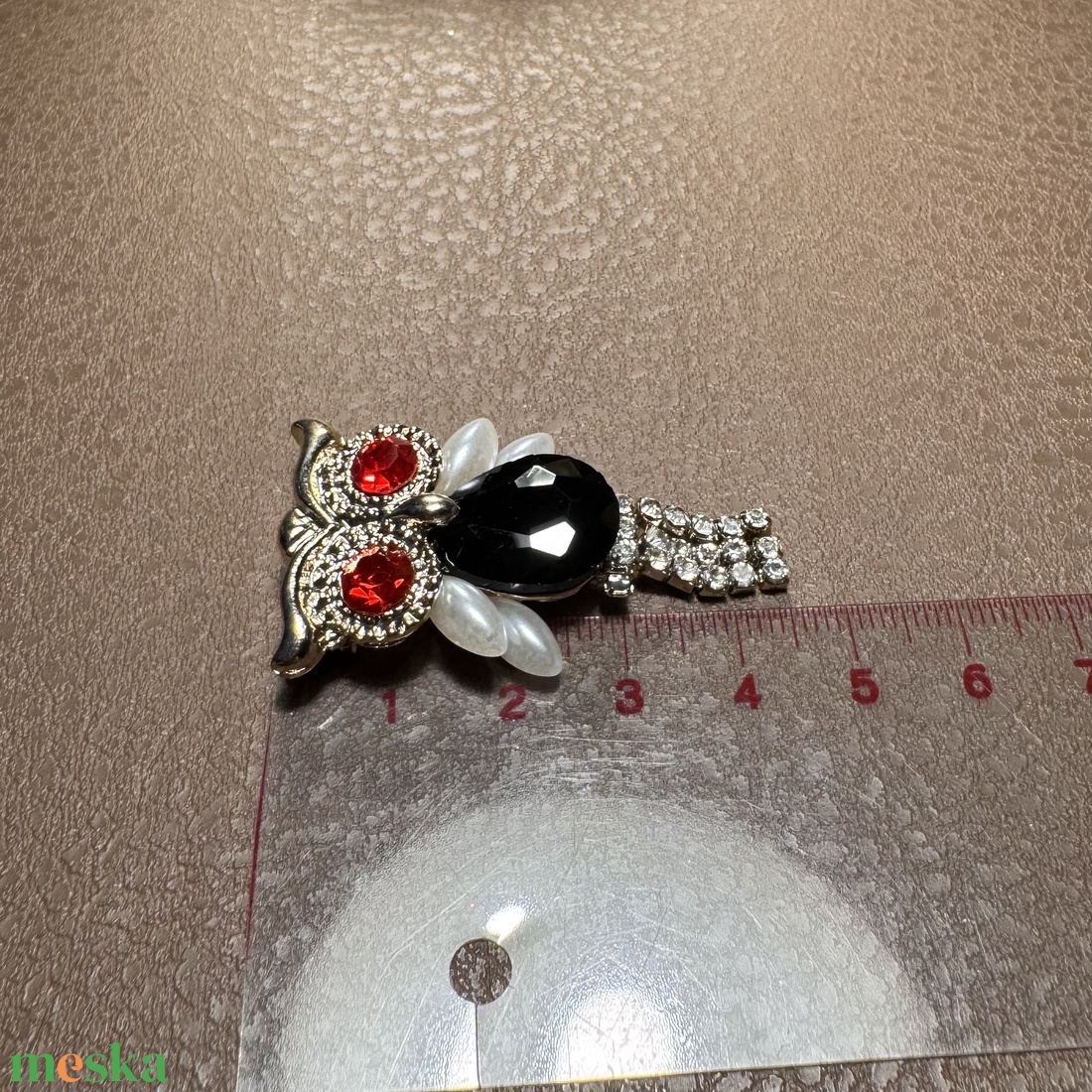 Bagoly madár Vintage BROSS az 1980-as évekből, gyönyörű elegáns strasszos kitűző, pin szövetkabátra, blúzra,  blézerre - ékszer - kitűző és bross - Meska.hu