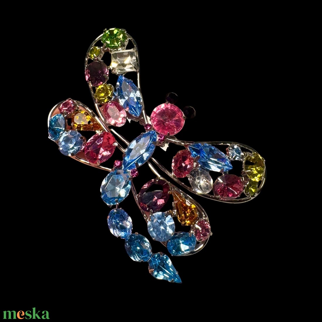 Vintage BROSS az 1980-as évekből, gyönyörű elegáns strasszos kitűző, pin szövetkabátra, blúzra,  blézerre retro kitűző - ékszer - kitűző és bross - Meska.hu